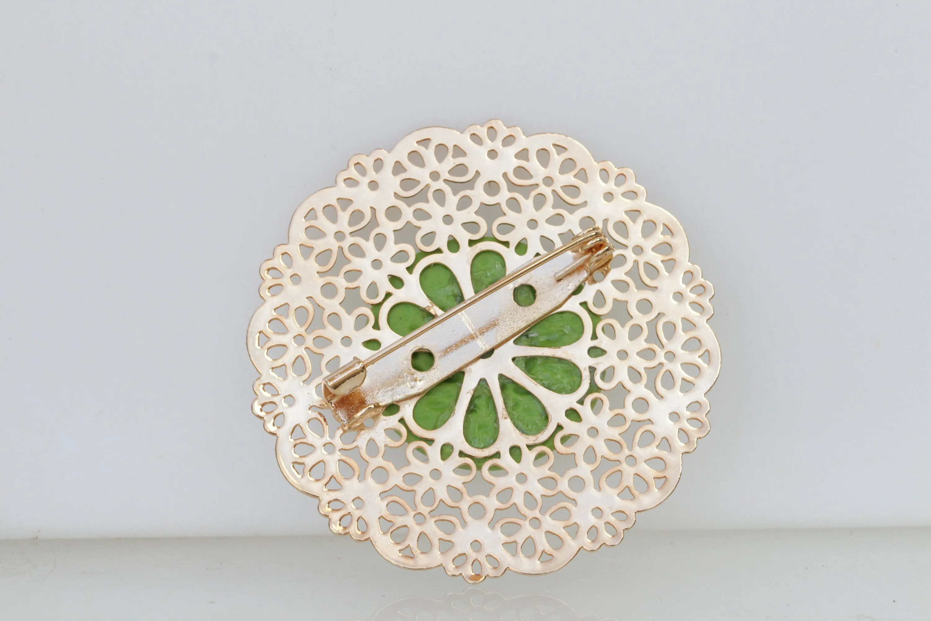 Green ROSE Gold BROOCH