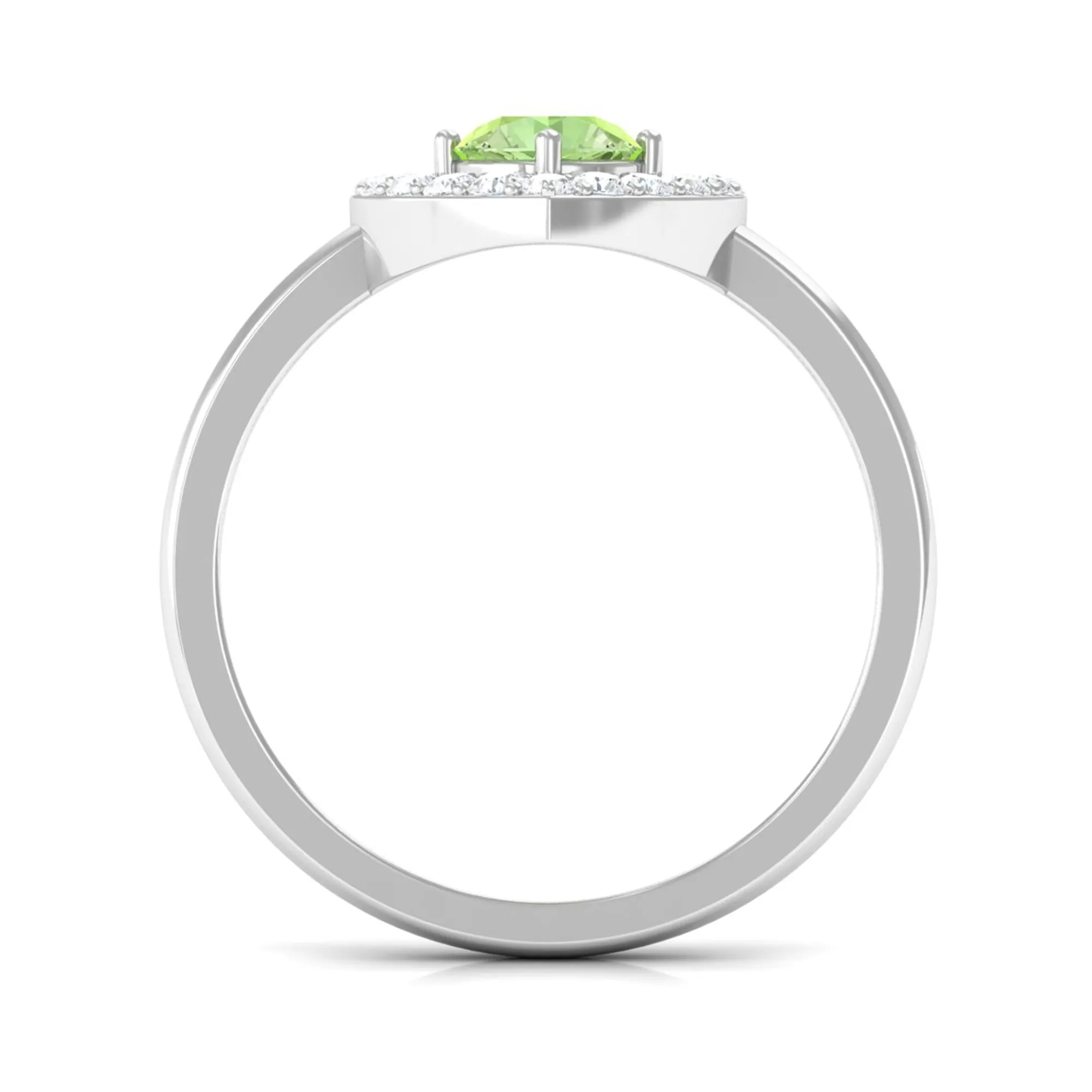 Green Sapphire Heart Promise Ring with Diamond Halo