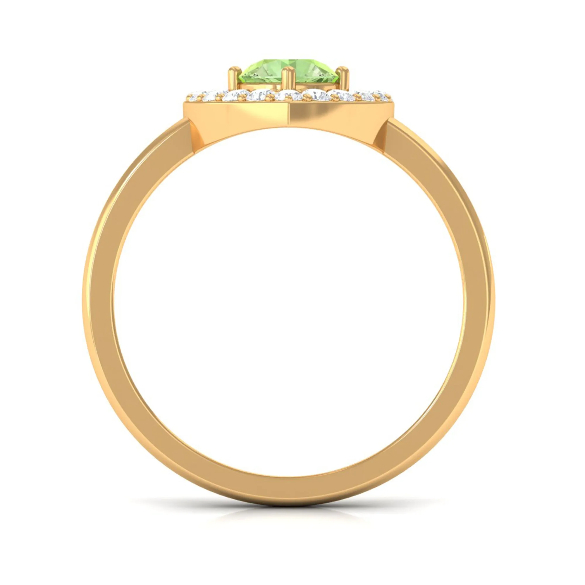 Green Sapphire Heart Promise Ring with Diamond Halo