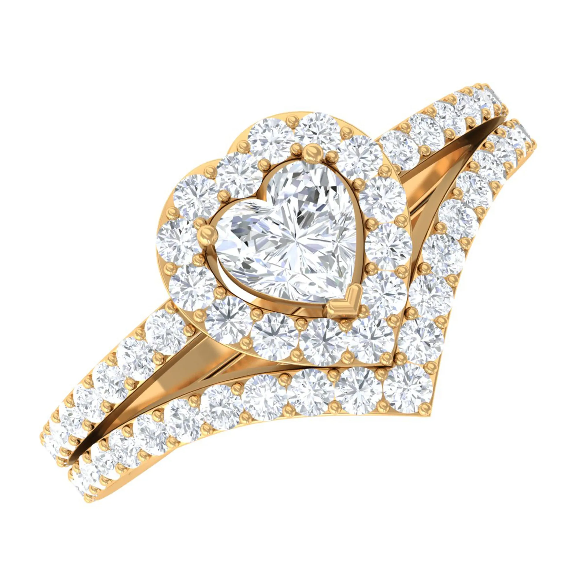 Heart Shape Lab Grown Diamond Bridal Ring Set