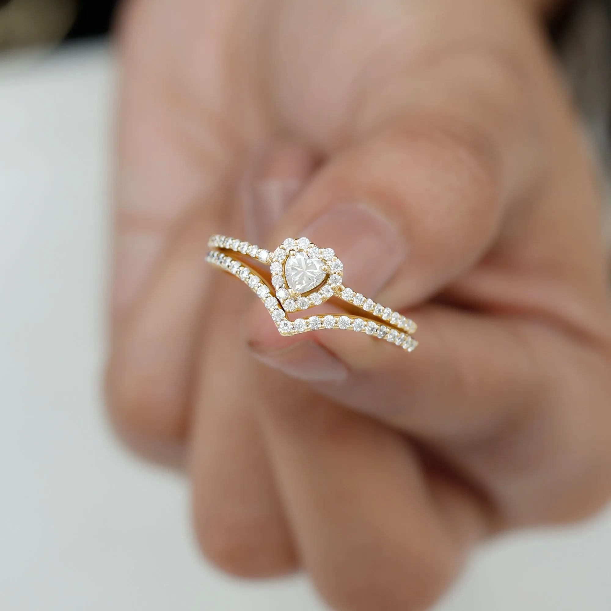 Heart Shape Lab Grown Diamond Bridal Ring Set