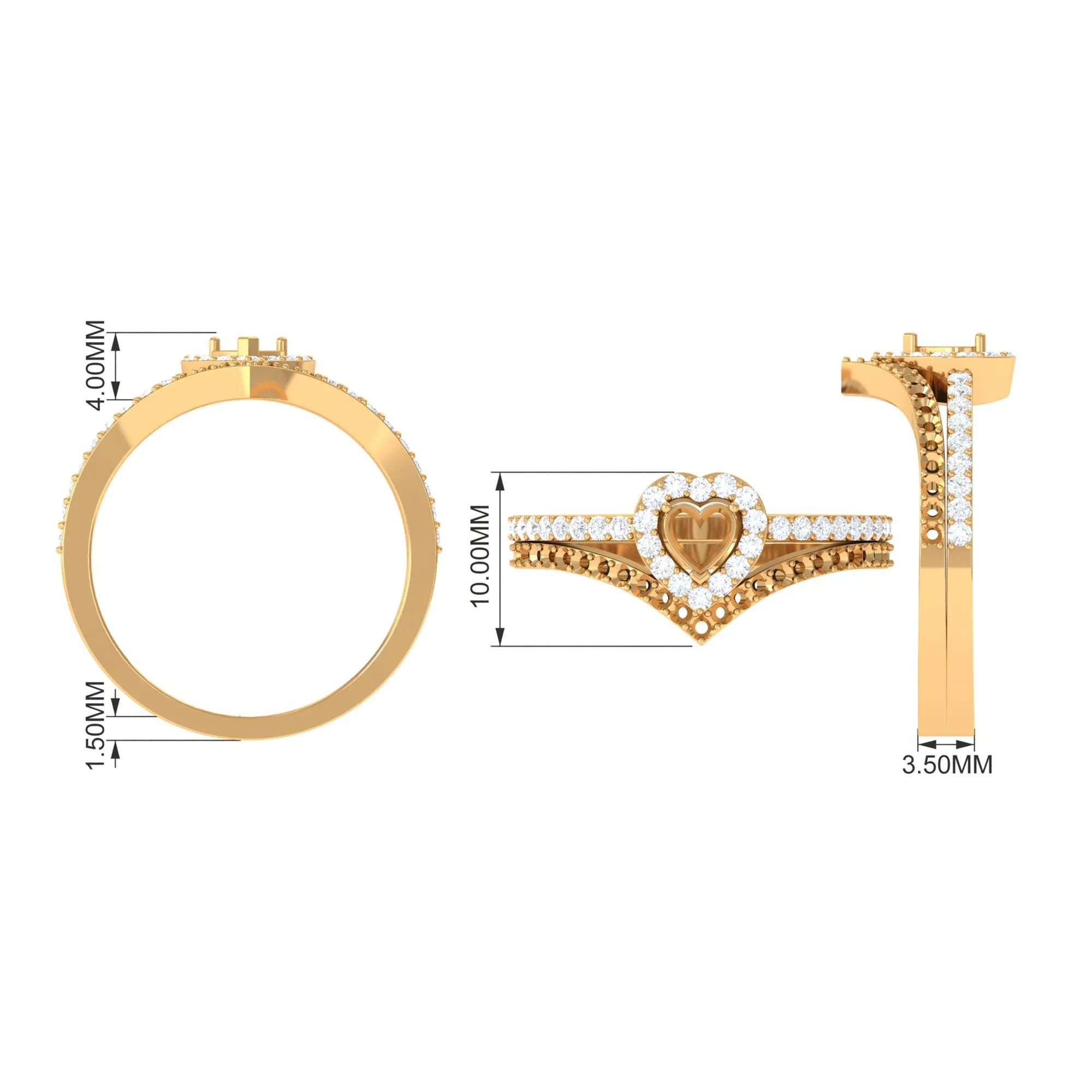 Heart Shape Lab Grown Diamond Bridal Ring Set