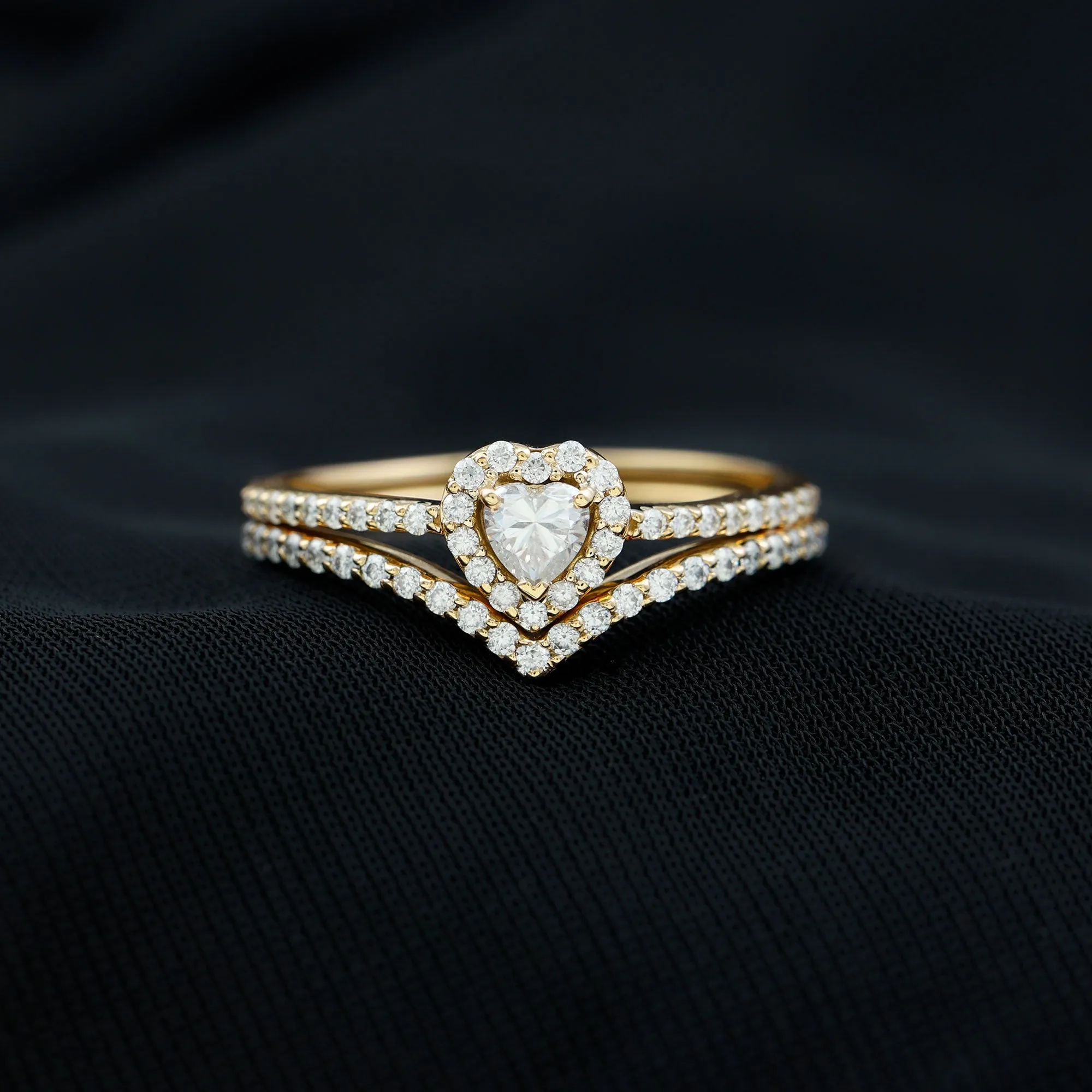 Heart Shape Lab Grown Diamond Bridal Ring Set