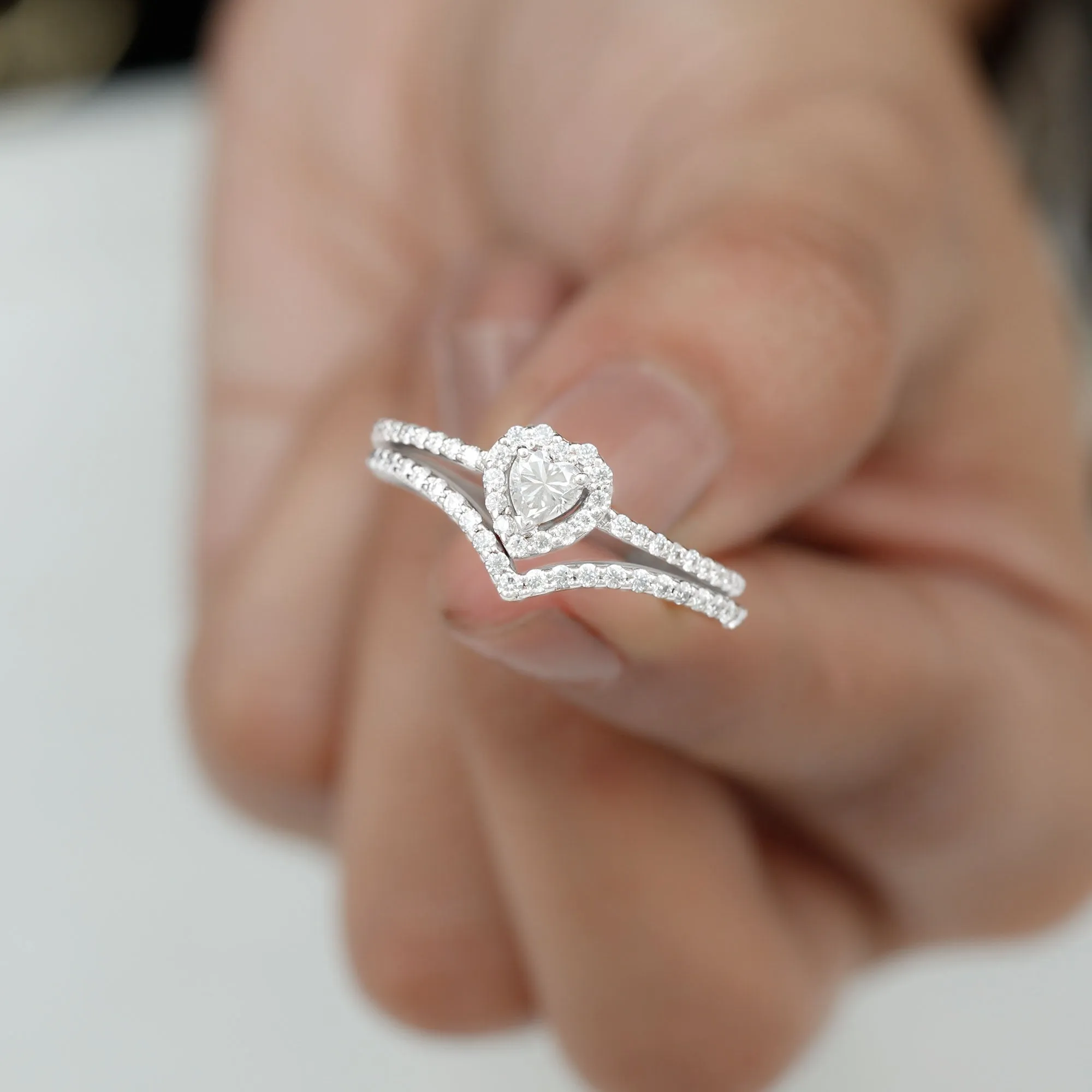 Heart Shape Lab Grown Diamond Bridal Ring Set