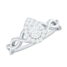 Illusion Set Round Diamond Crossover Engagement Ring