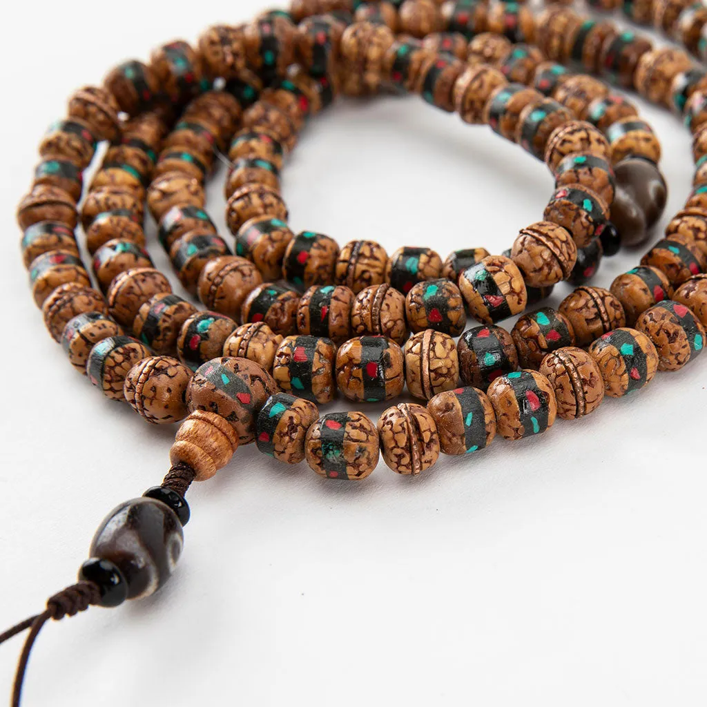 Inlaid Rudraksha Turquoise Mala and Bracelet