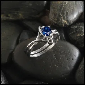 Interlocking Wedding Set with Sapphire