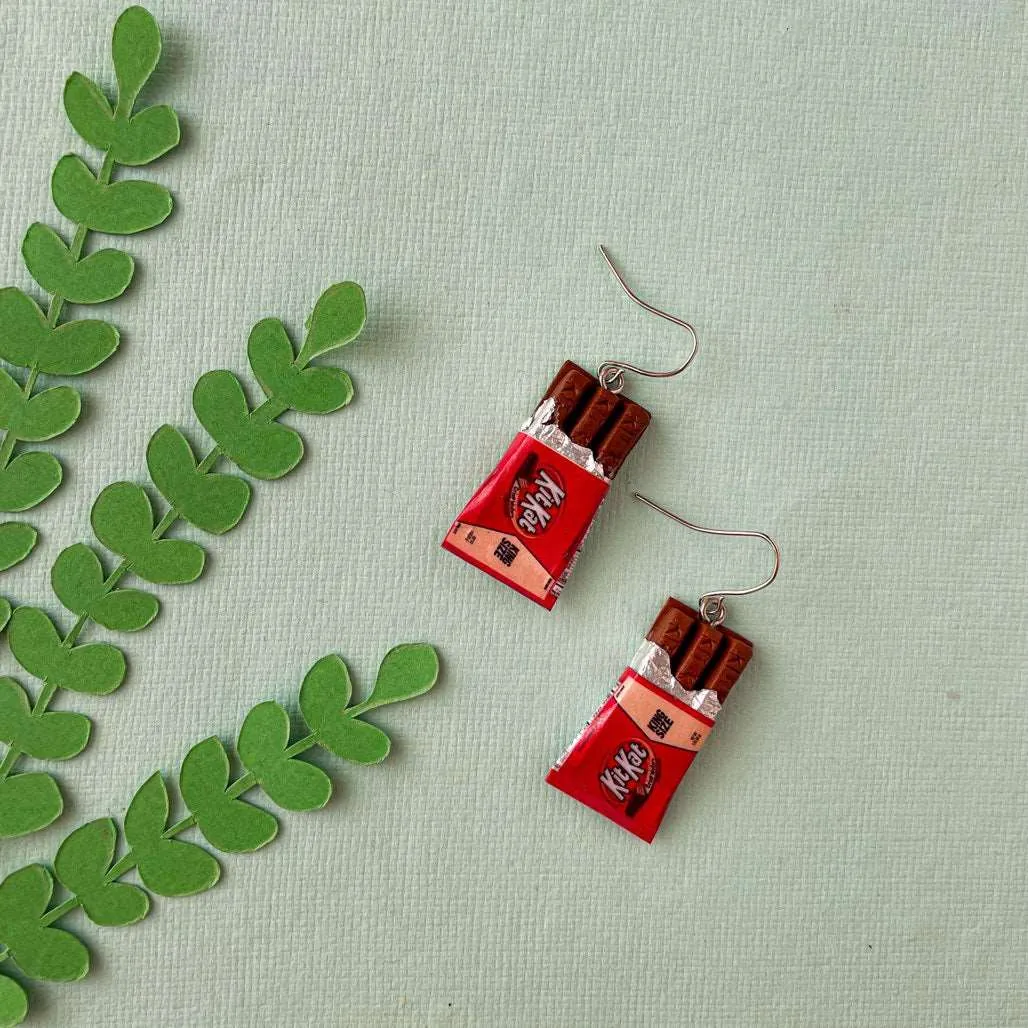 Kitkat Chocolate Mini Food Earrings