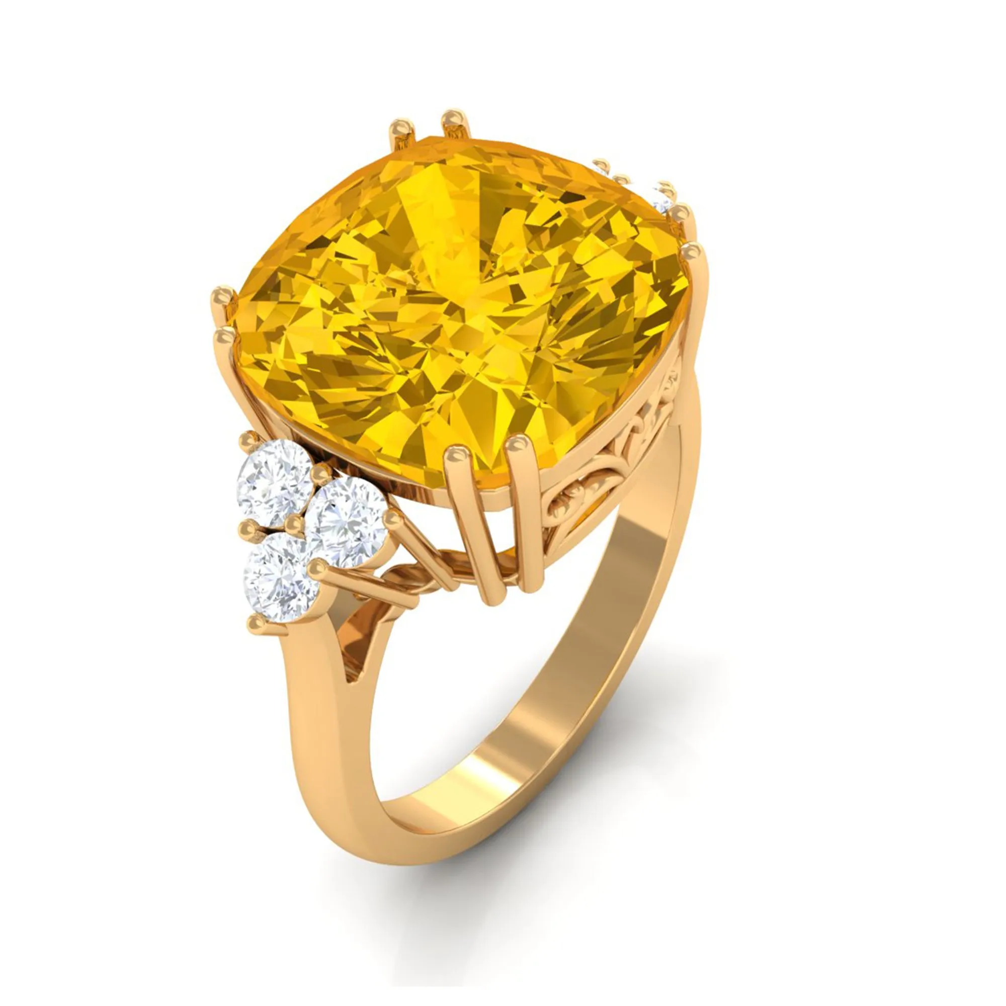 Lab Created Yellow Sapphire Solitaire Engagement Ring