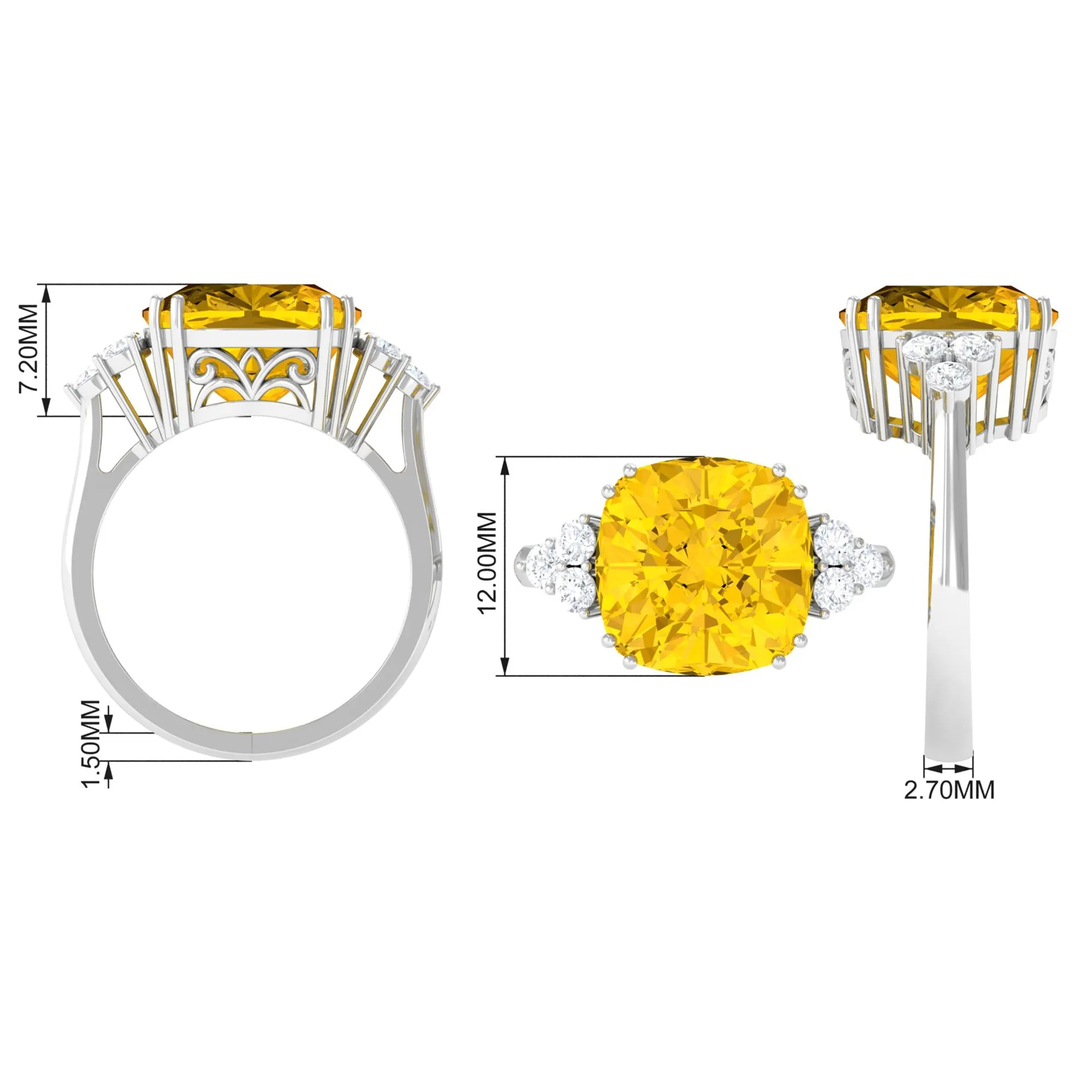 Lab Created Yellow Sapphire Solitaire Engagement Ring