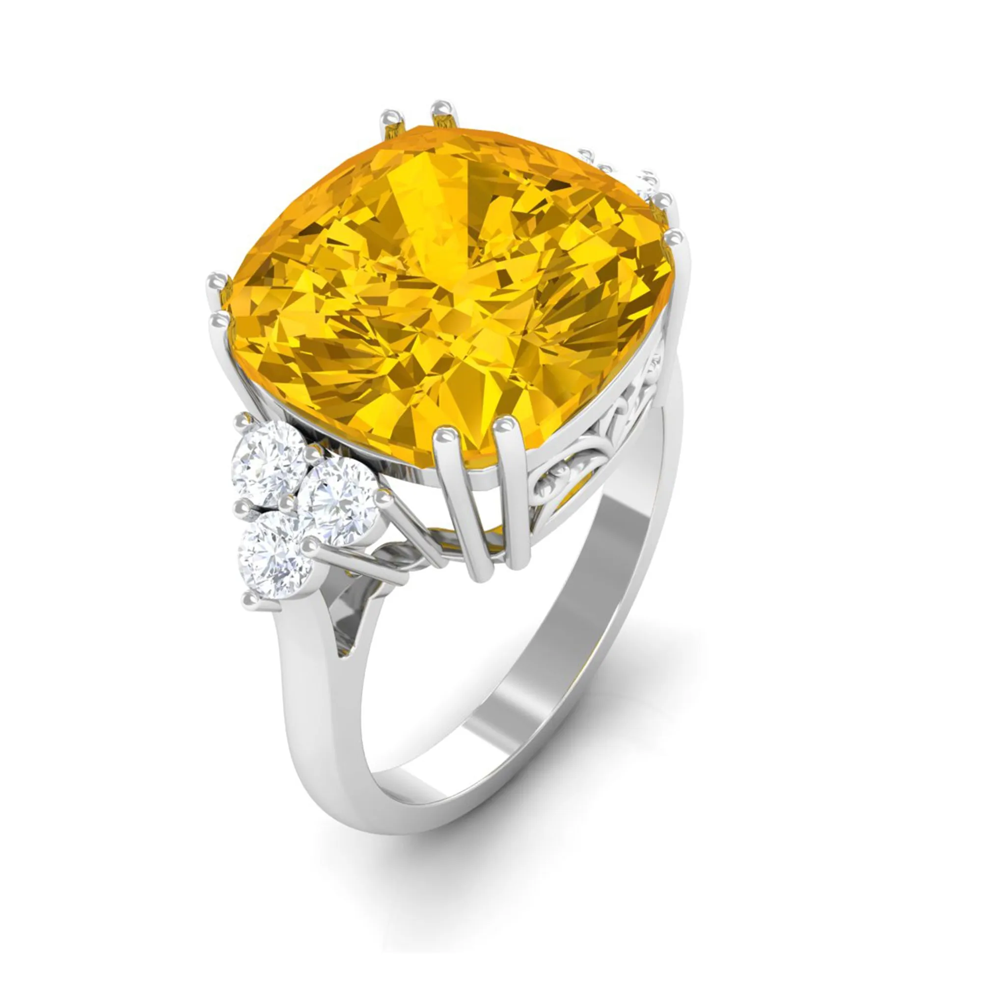 Lab Created Yellow Sapphire Solitaire Engagement Ring