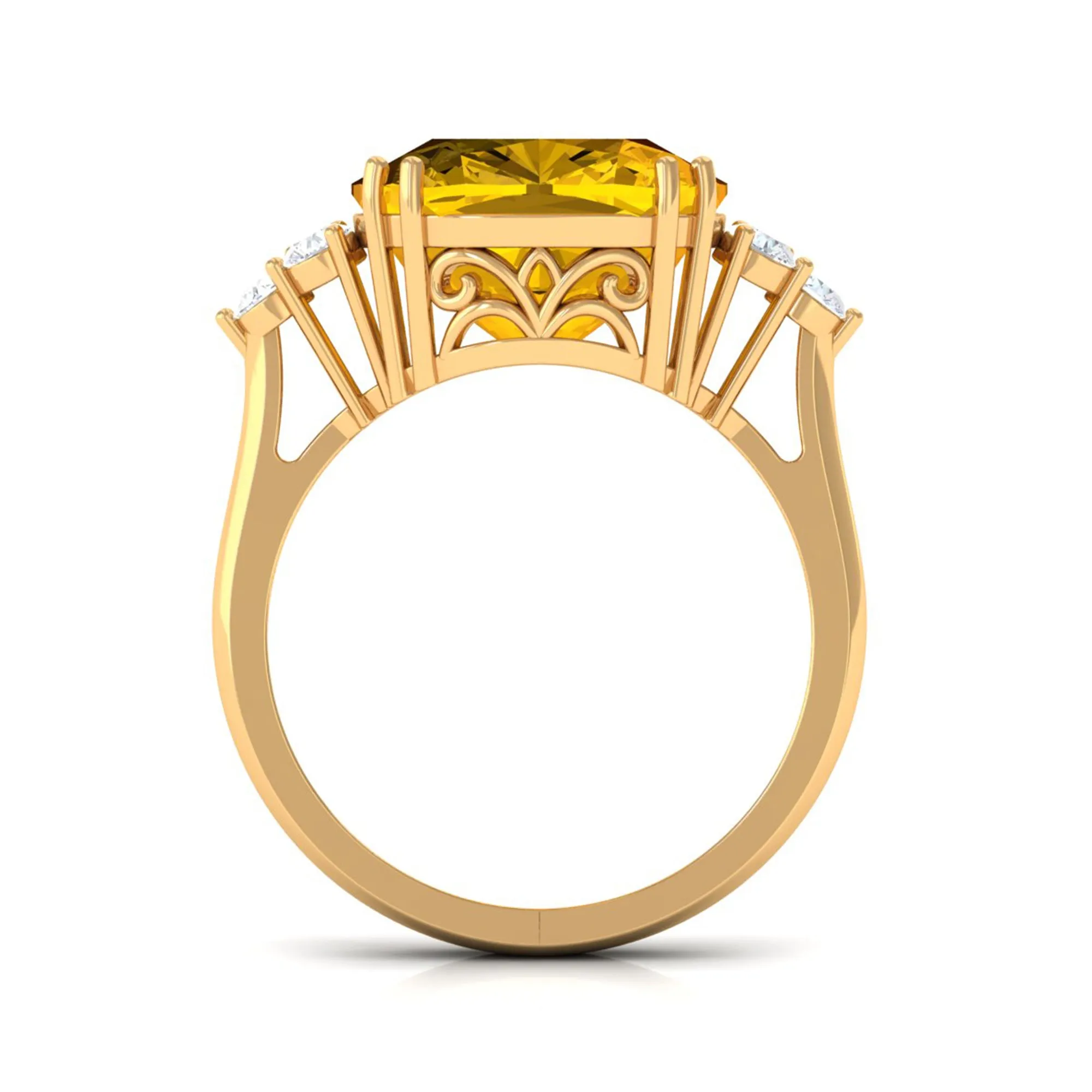 Lab Created Yellow Sapphire Solitaire Engagement Ring