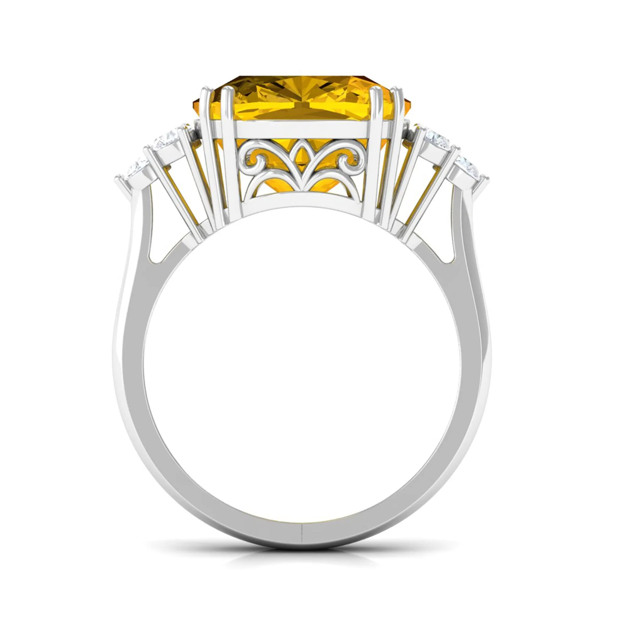 Lab Created Yellow Sapphire Solitaire Engagement Ring