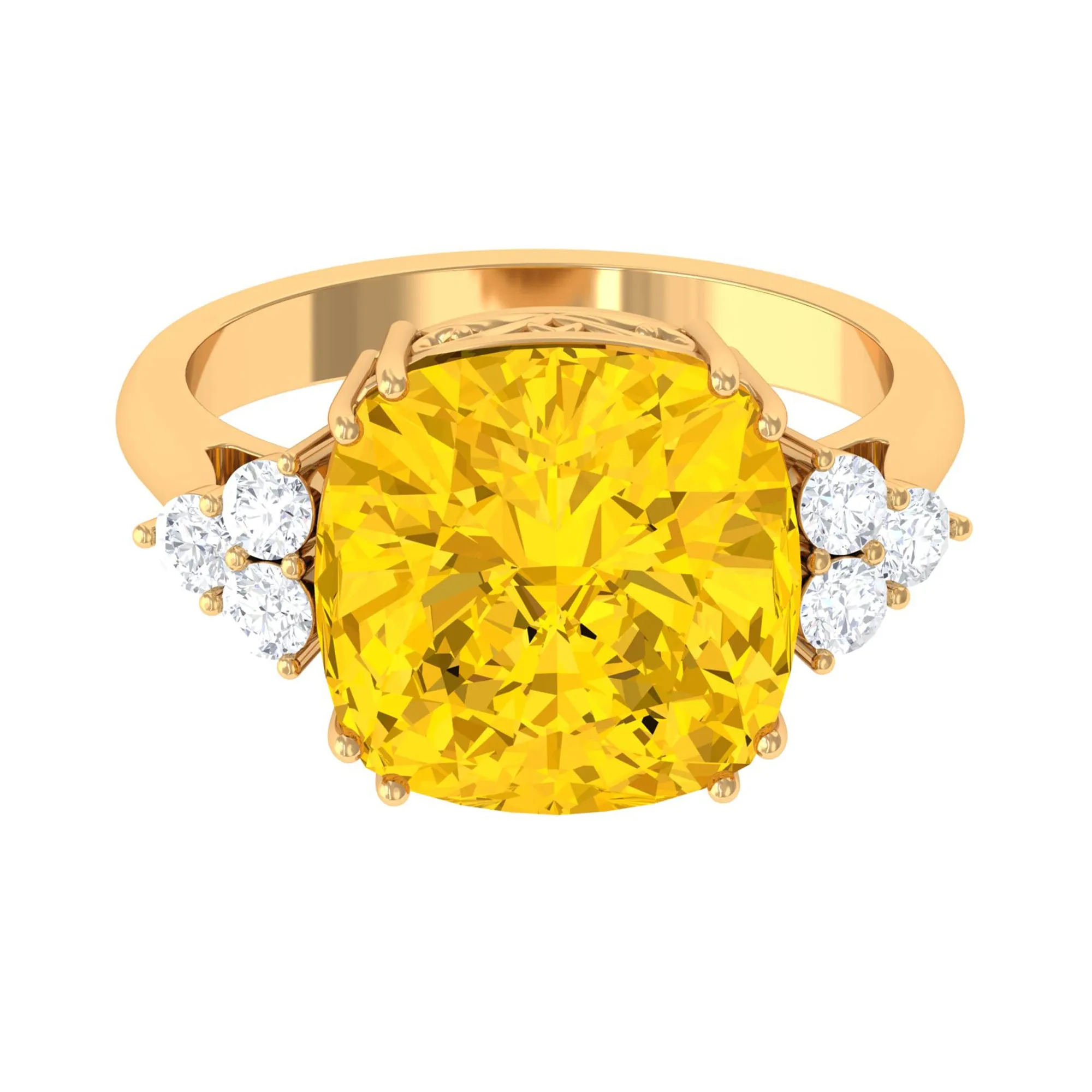 Lab Created Yellow Sapphire Solitaire Engagement Ring