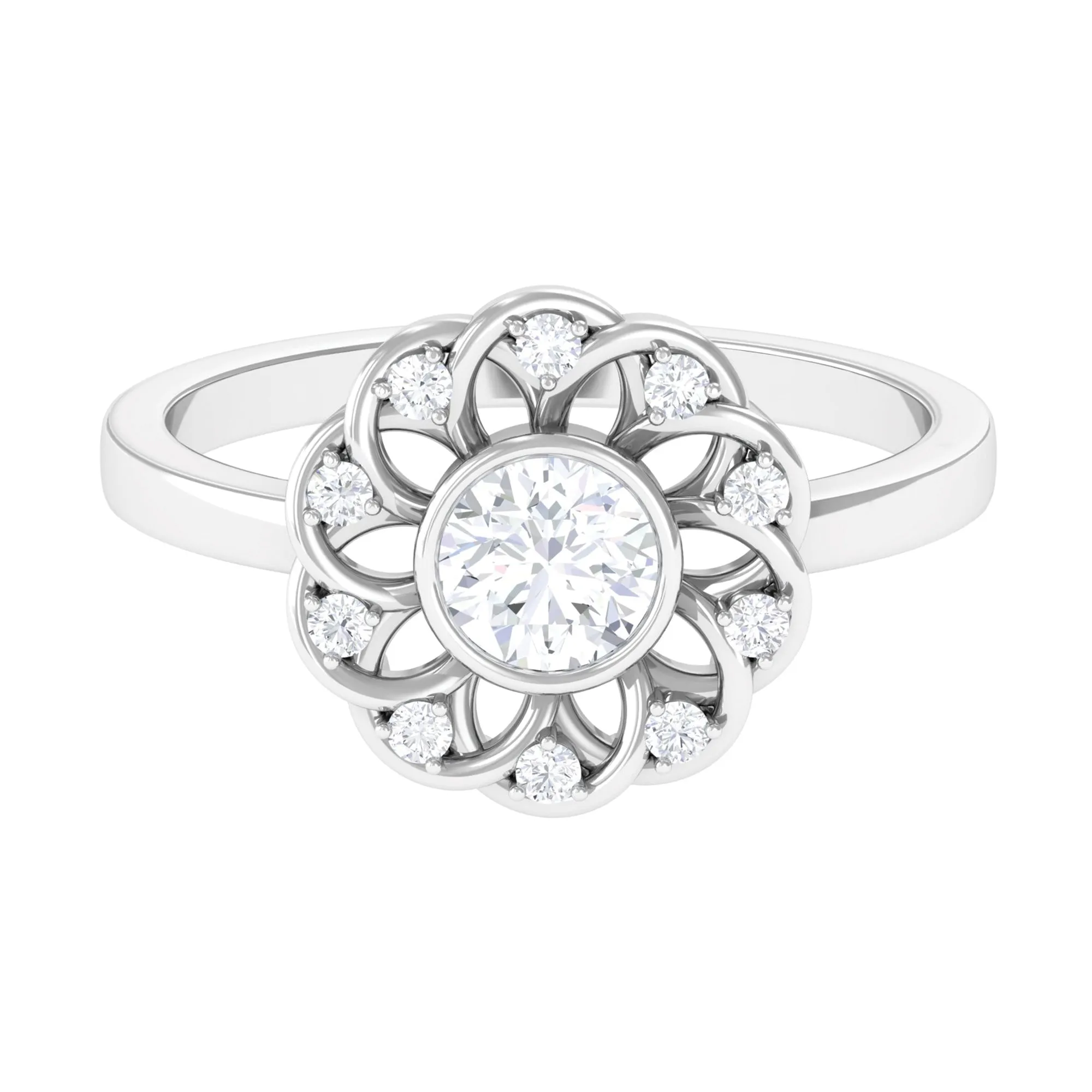 Lab Grown Diamond Nature Inspired Flower Engagement Ring