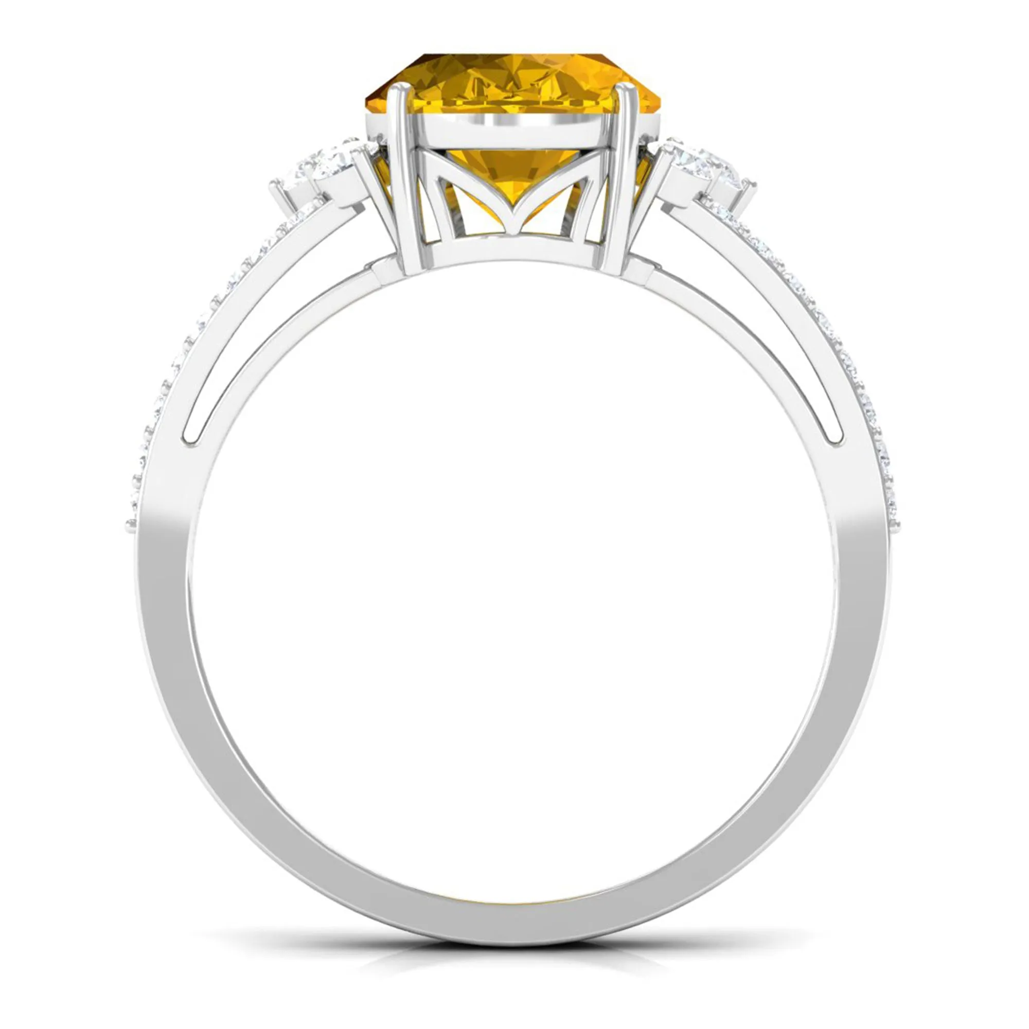 Lab Grown Yellow Sapphire Oval Engagement Ring With Moissanite