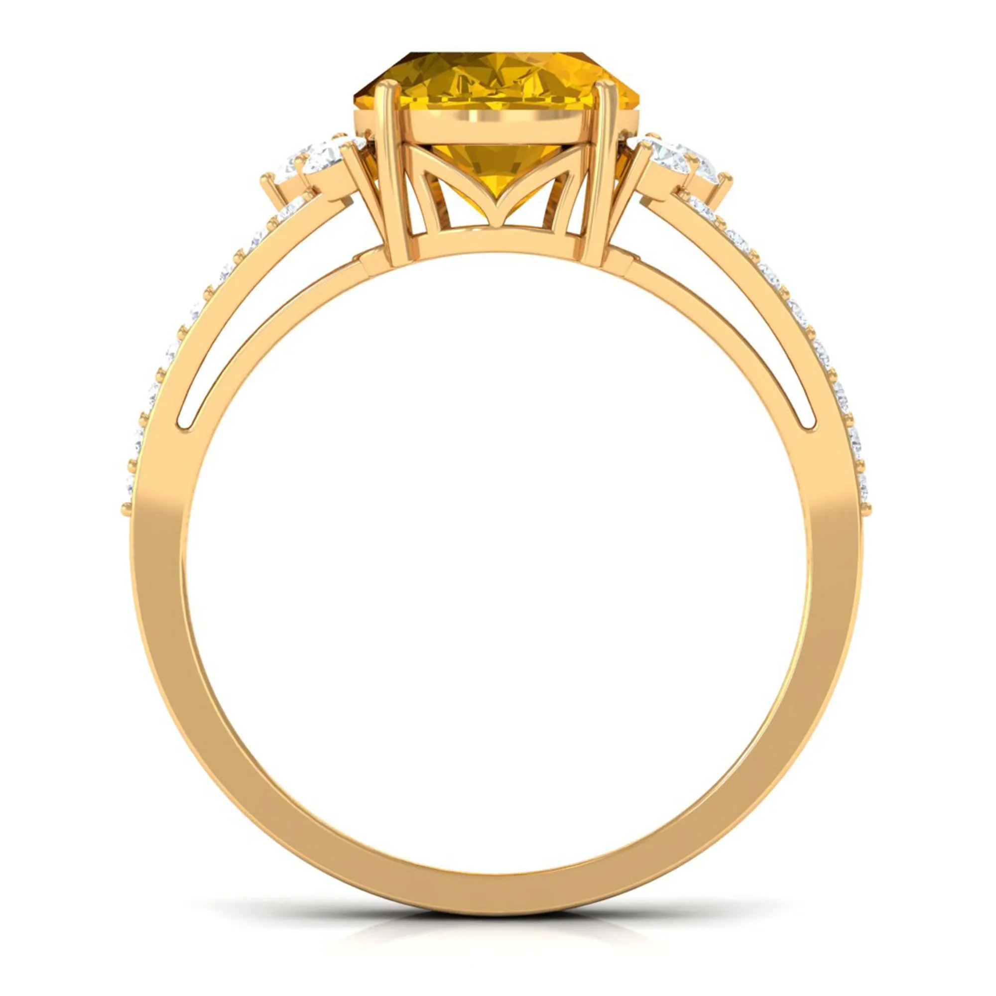 Lab Grown Yellow Sapphire Oval Engagement Ring With Moissanite