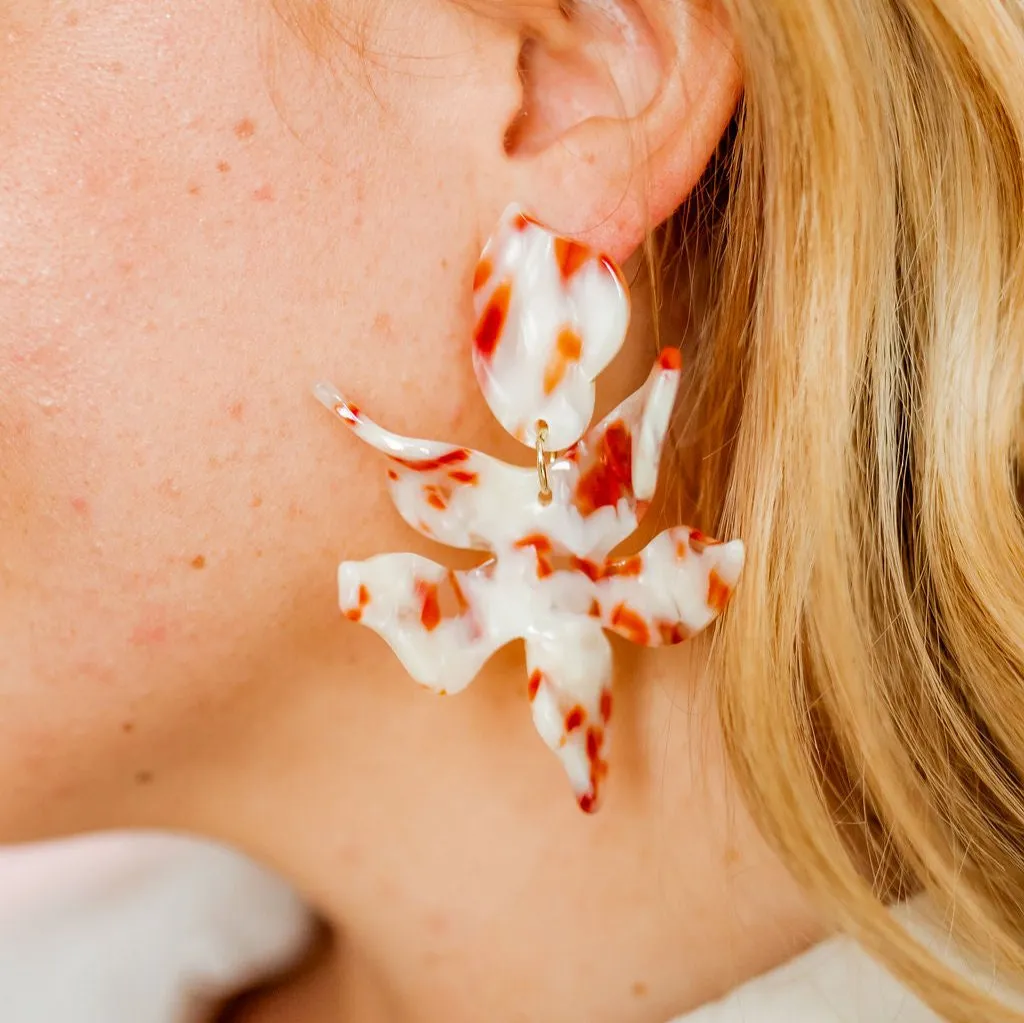 Linny Co | Flora Drop Earrings in Bevo Pearl