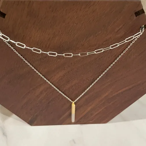 Long Link Layering Chain Necklace (SILVER OR GOLD)