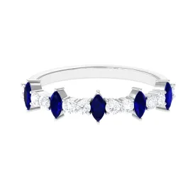 Marquise Blue Sapphire and Diamond Half Eternity Ring