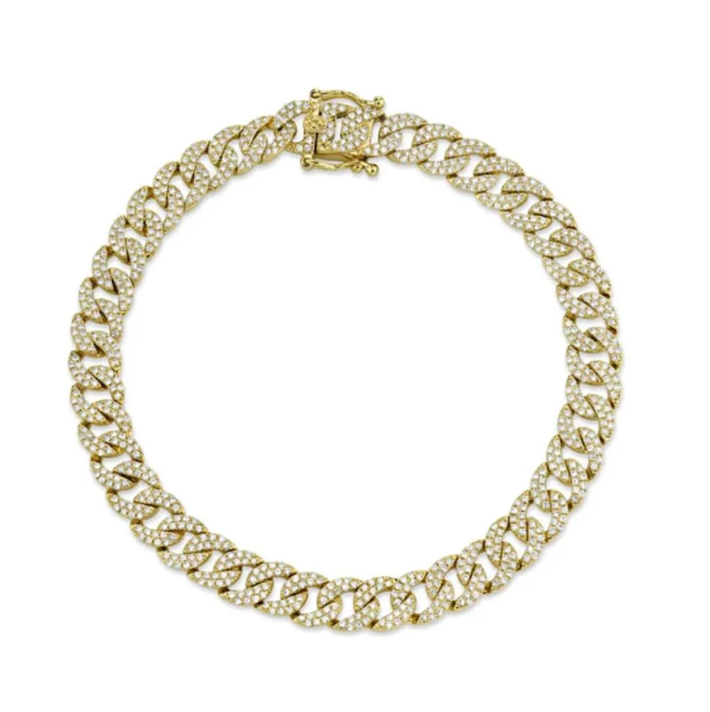 Medium 14K Gold & Micro-Pave Diamonds Cuban Chain Bracelet Signature Piece