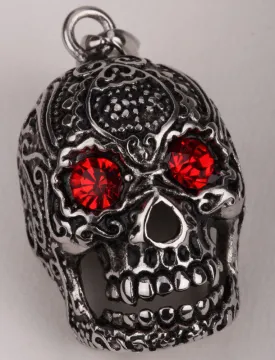 Metal Elaborate Vampire Skull Red Eyes Pendant Necklace Stainless steel