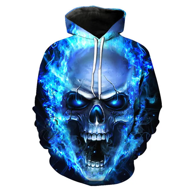 Metal Massive Vampire Skull Print Back and Front Hoodie