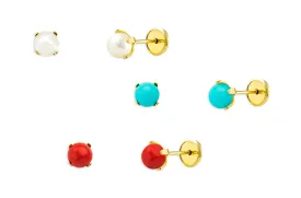 Mini Earrings 18kt Gold Ball & Claws Studs