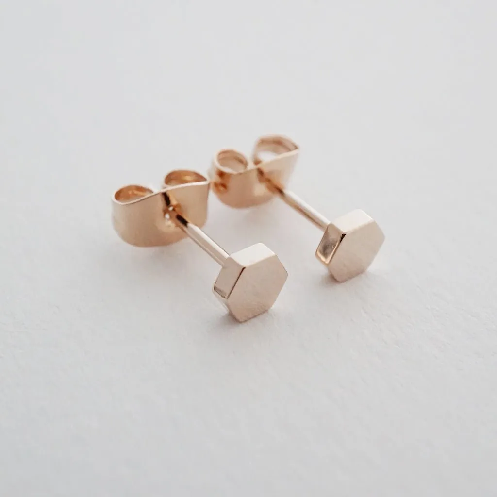 Mini Hexagon Stud Earrings