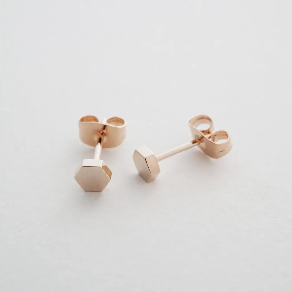 Mini Hexagon Stud Earrings