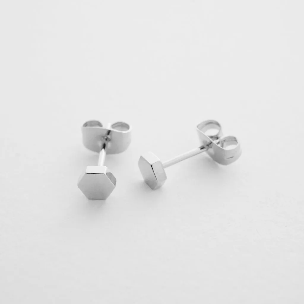 Mini Hexagon Stud Earrings