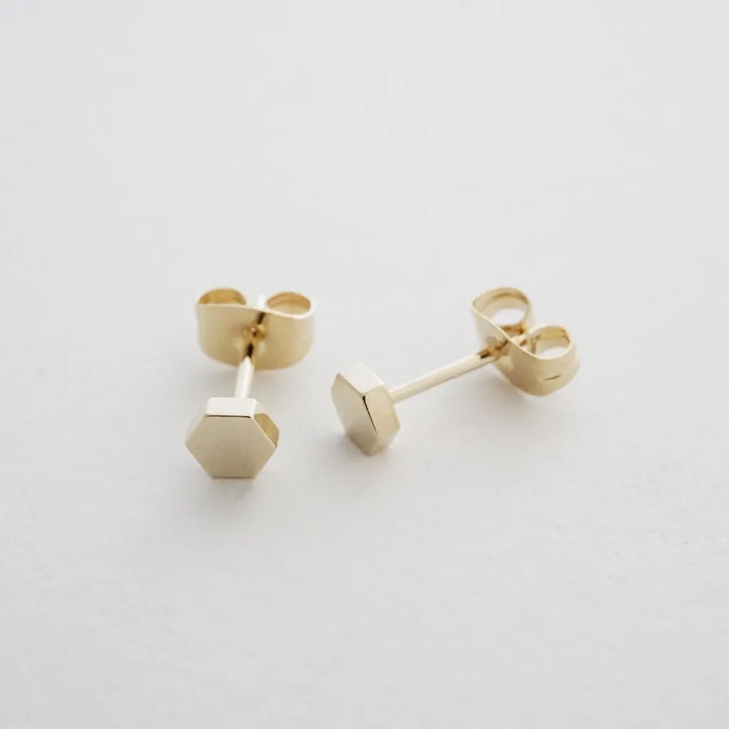 Mini Hexagon Stud Earrings