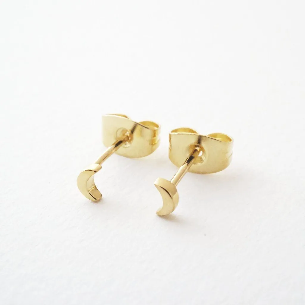 Mini Moon Stud Earrings