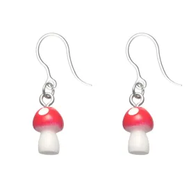 Miniature Mushroom Dangles Hypoallergenic Earrings for Sensitive Ears Made with Plastic Posts