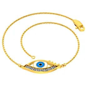 Minimal And Chic 14k Gold And Diamond Studded Evil Eye Bracelet From The Diamond Collection Of Pc Chandra Jewellers