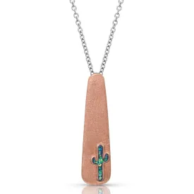 Montana Silver Desert Sun Opal Cactus Necklace