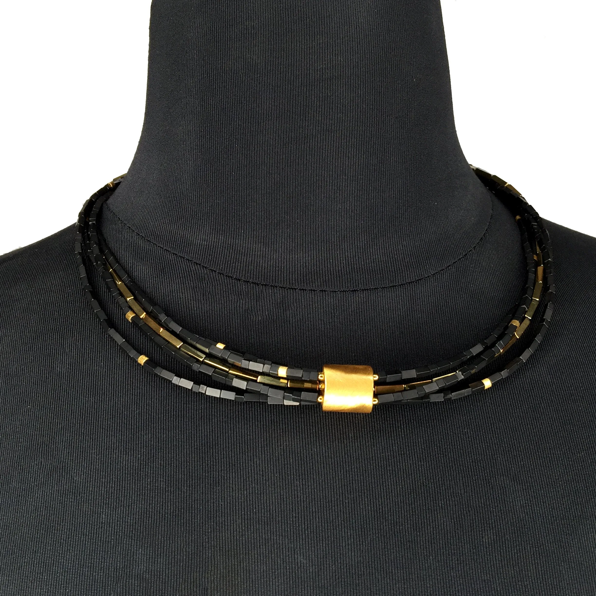 Multi-Strand Necklace with Gold Accent