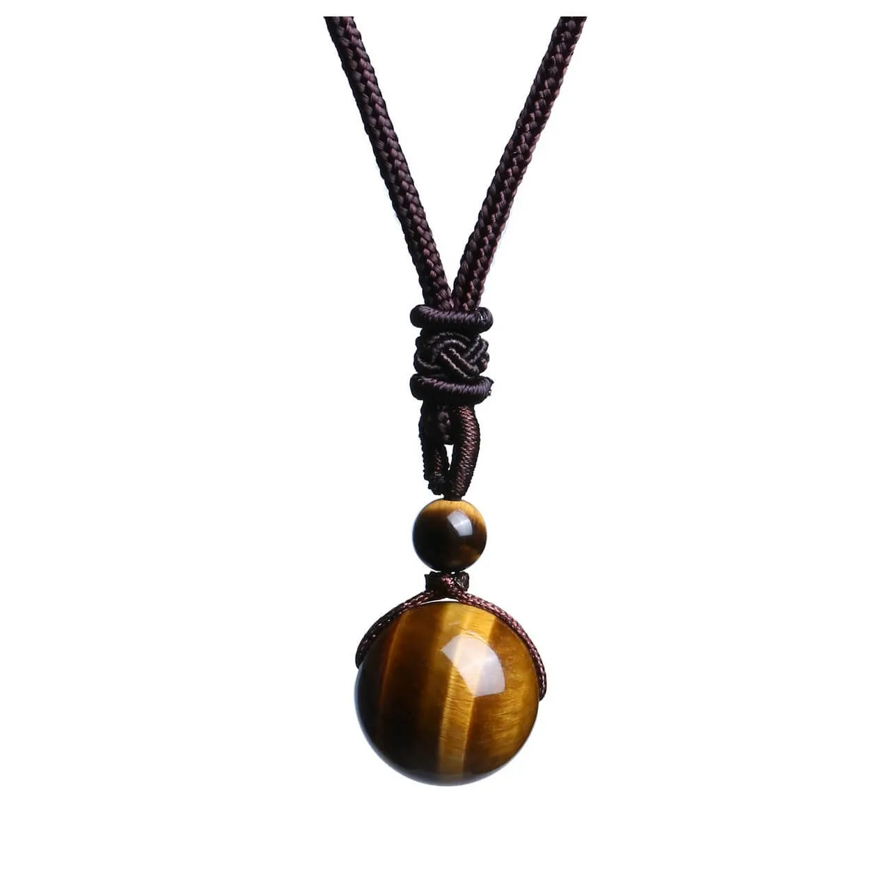 Natural Tiger Eye Lucky Blessing Protection Beads Pendant Necklace | Jovivi