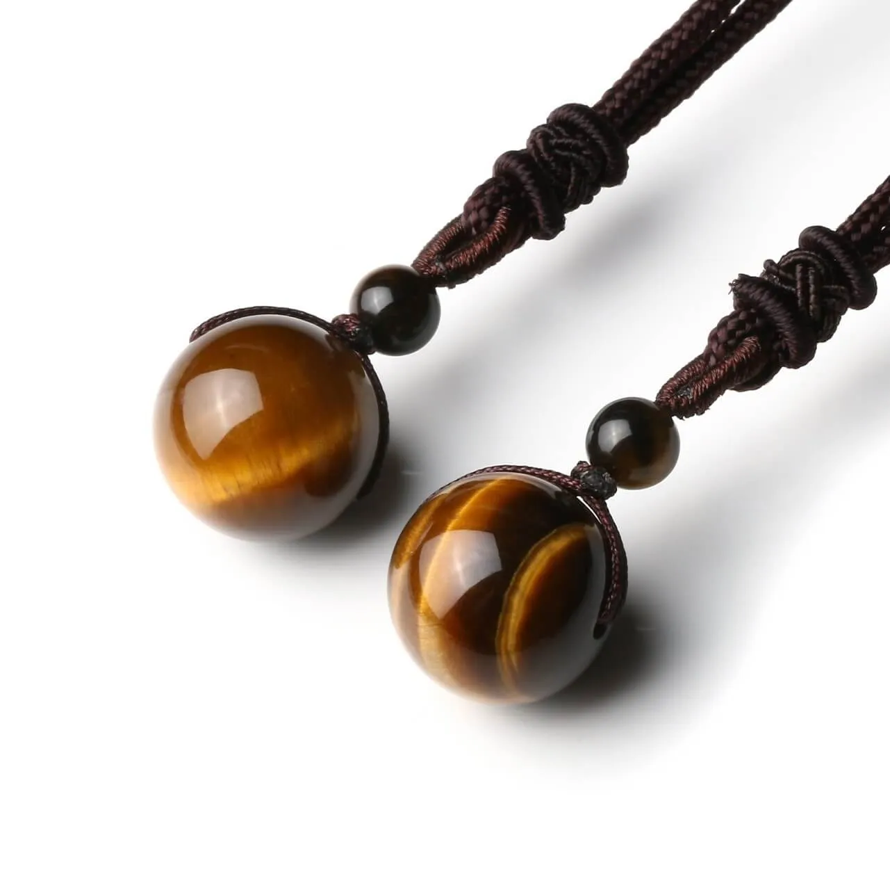 Natural Tiger Eye Lucky Blessing Protection Beads Pendant Necklace | Jovivi