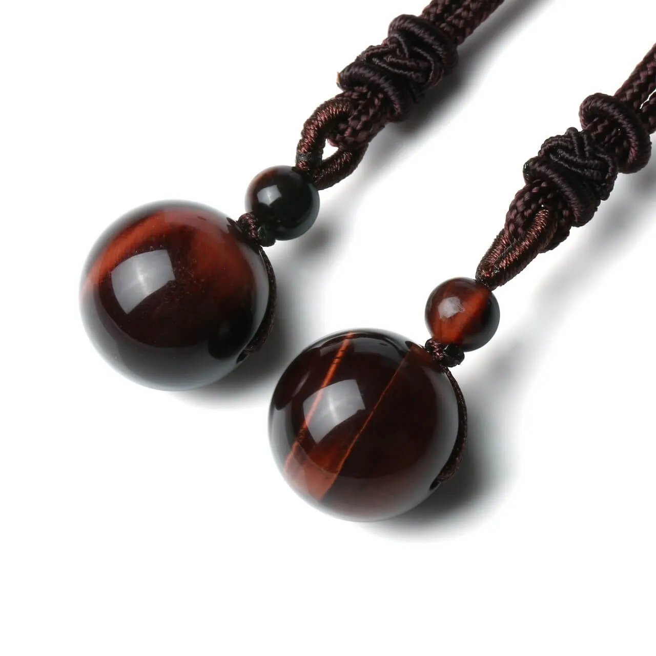 Natural Tiger Eye Lucky Blessing Protection Beads Pendant Necklace | Jovivi