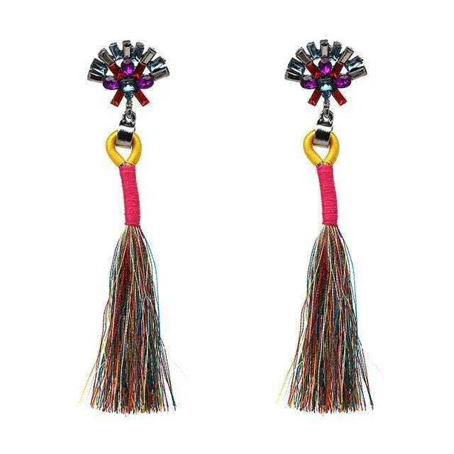 Oversized Gemstone Tassel Earrings