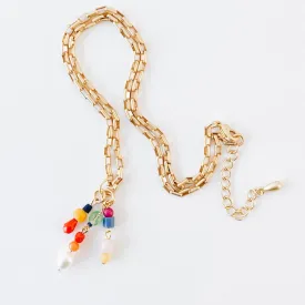 Paperclip Charm Necklace with Beads