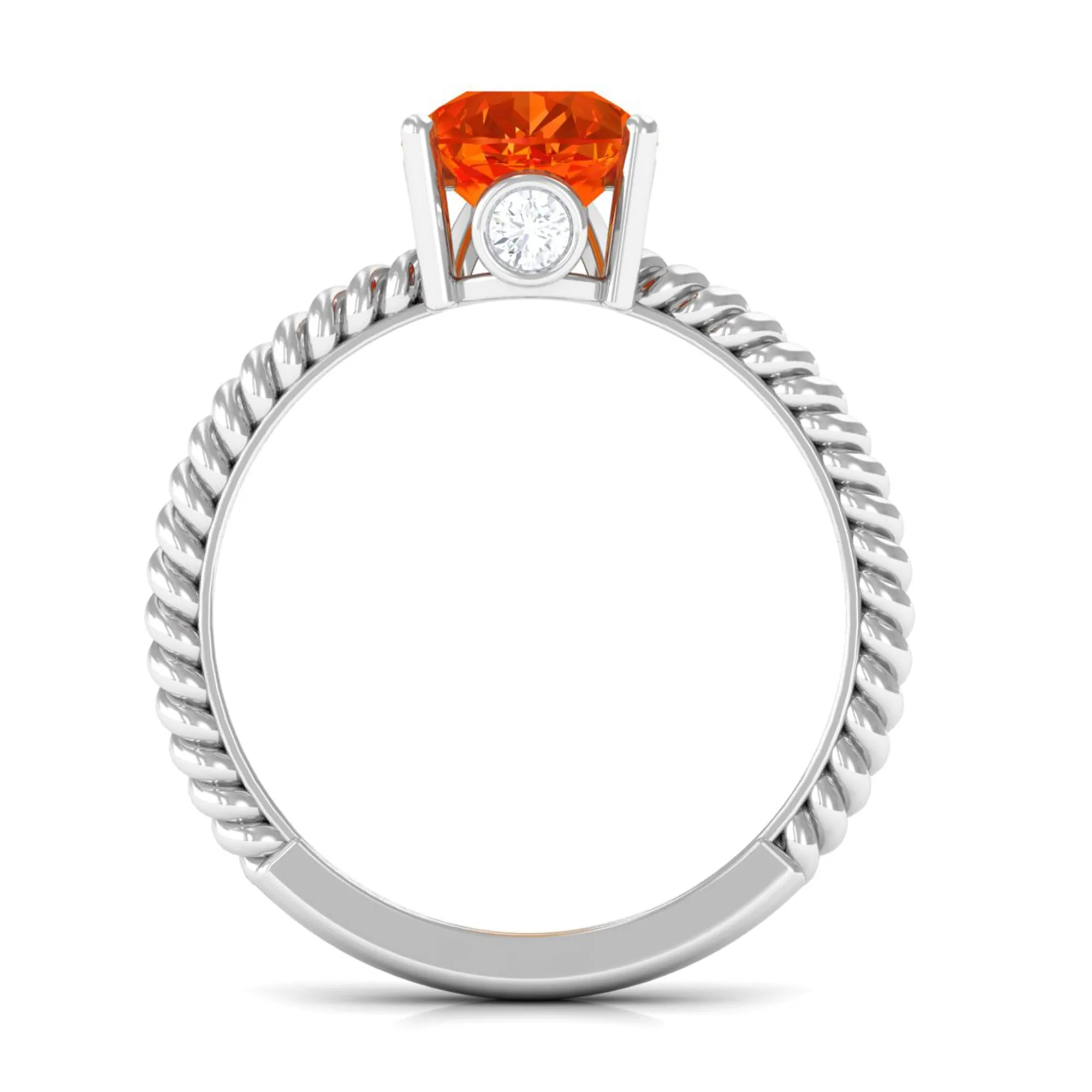 Pear Cut Created Orange Sapphire Solitaire Engagement Ring