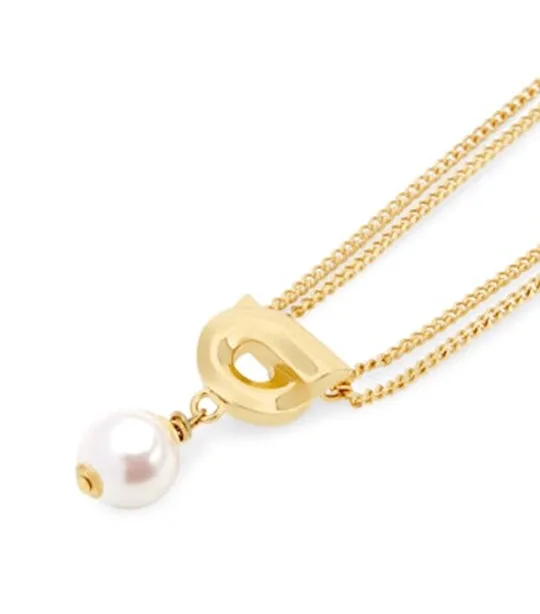 Pearl Gan Pentneck Brass and Faux Pearls Gold