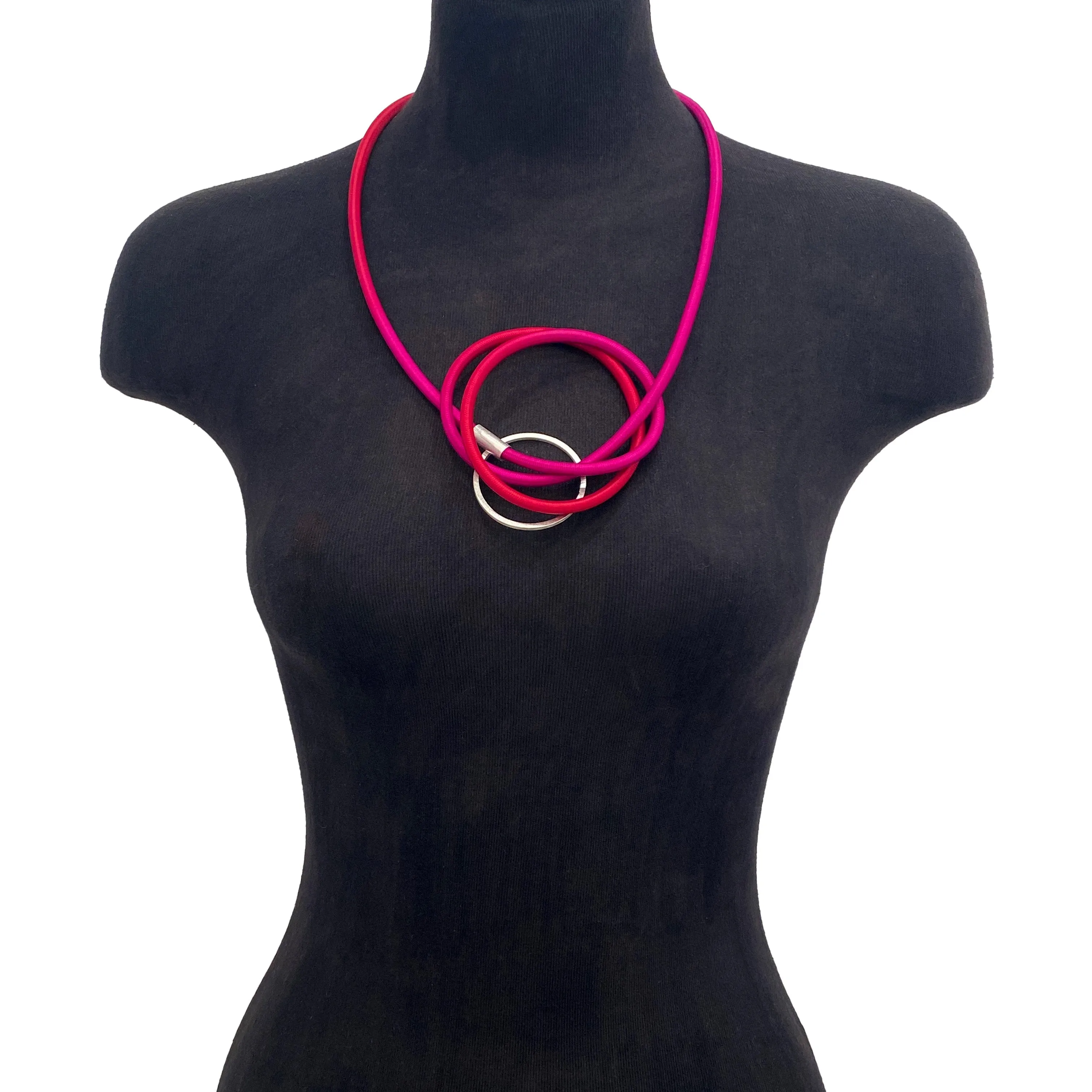 Pink and Silver Accent Knot Necklace