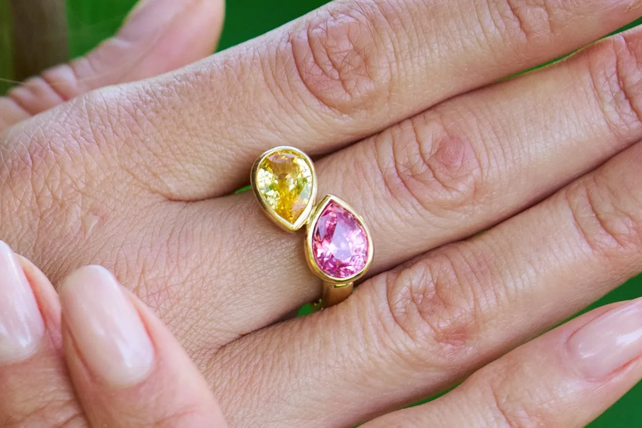 Pink and Yellow Sapphire Ring