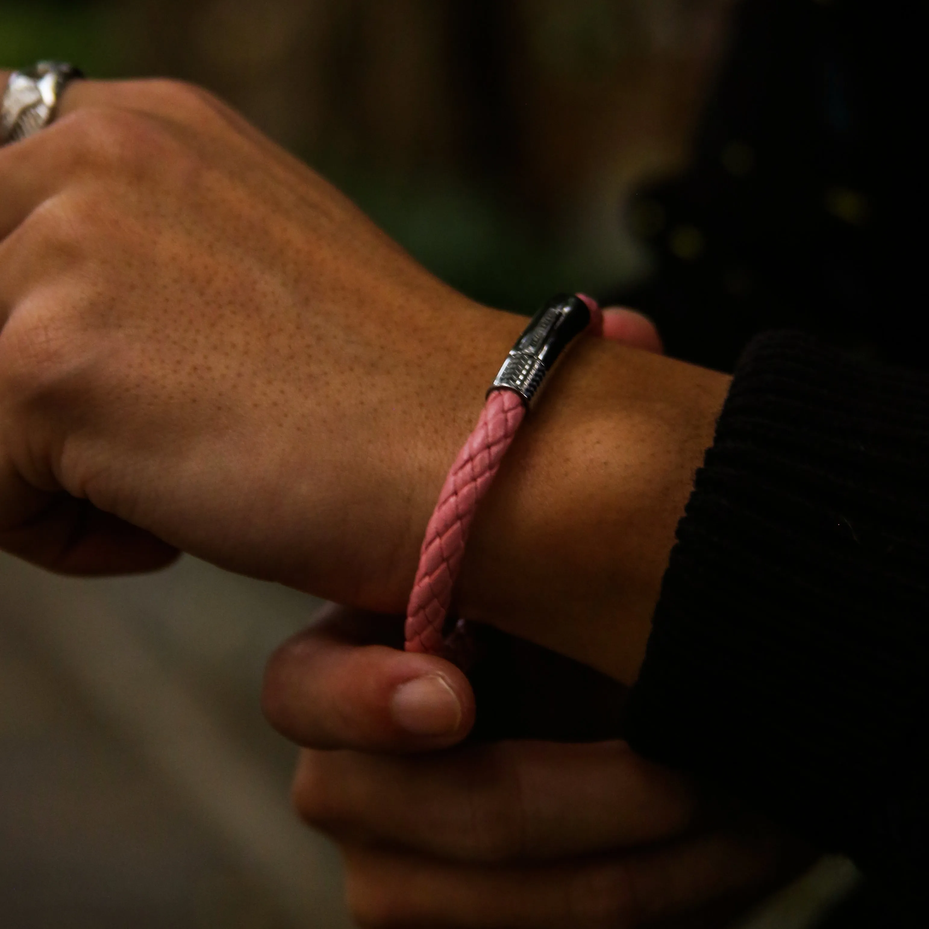 Pink Leather Bracelet