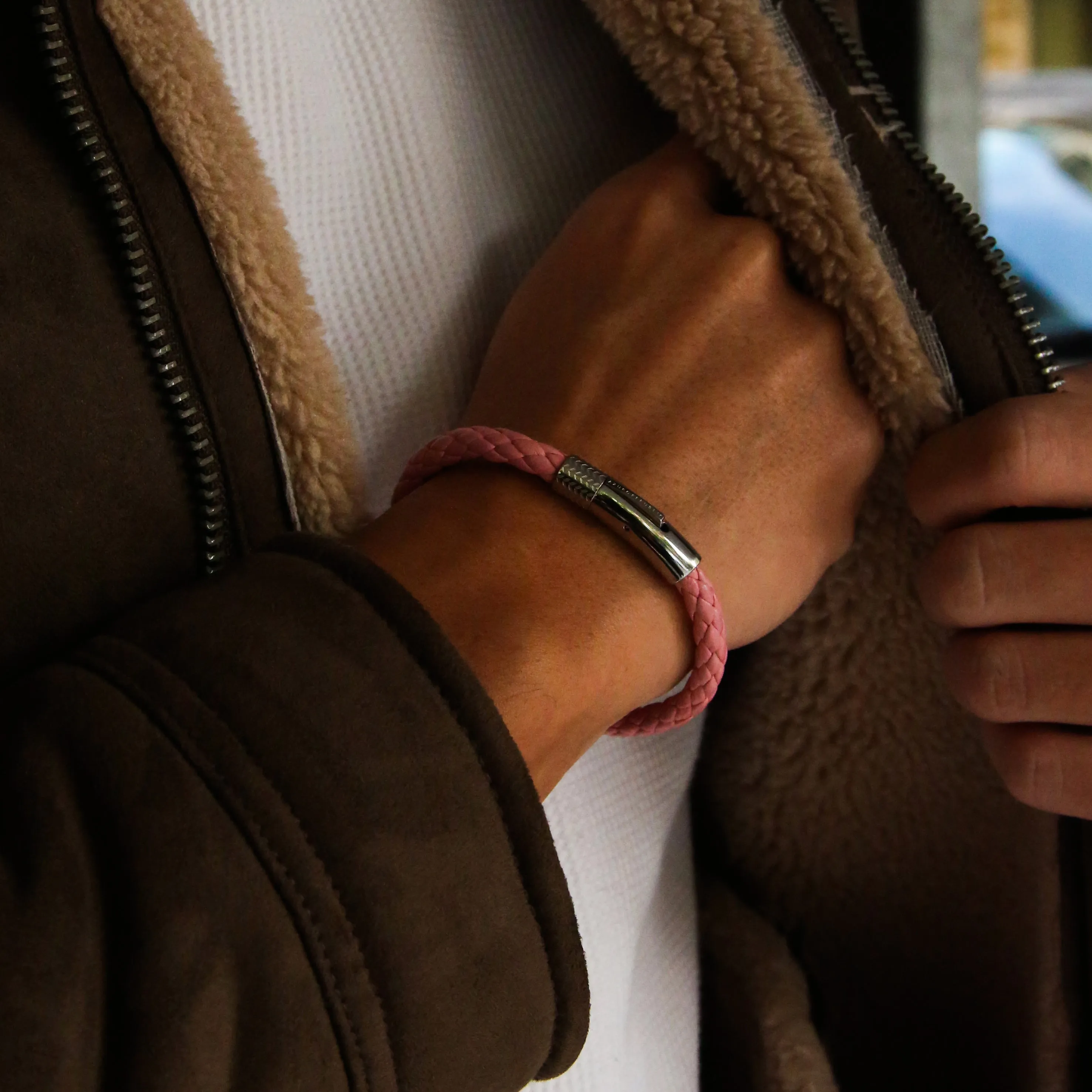 Pink Leather Bracelet