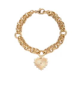 Radiating Heart : Heavy Mixed Belcher Chain Bracelet