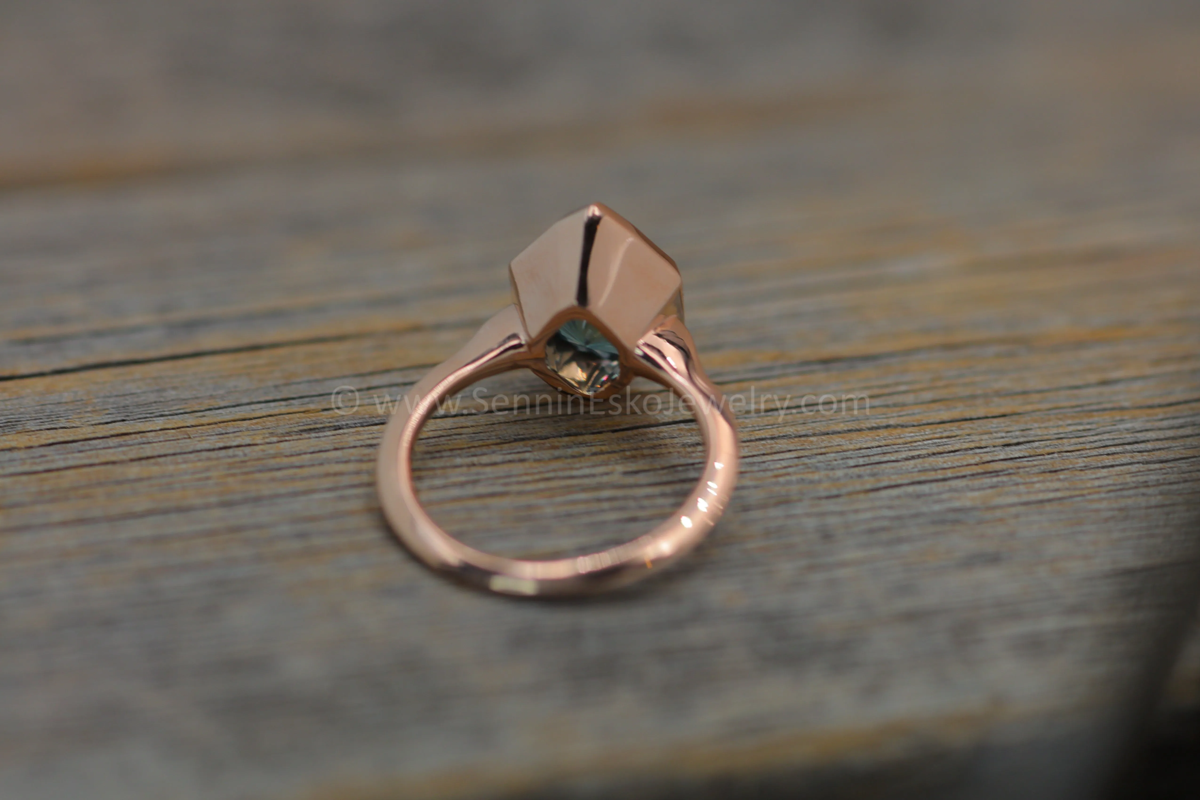 READY TO SHIP 4.6 Carat Meditative Sapphire Rose Gold Bezel Ring - Size 6.5